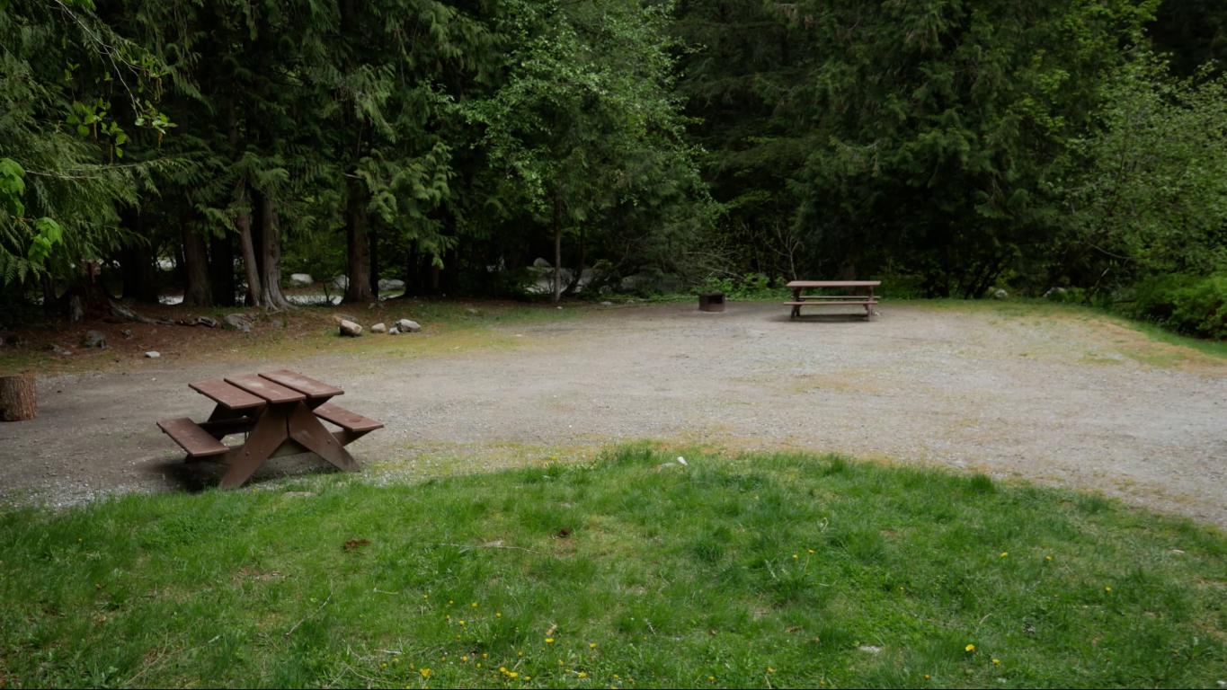 Double Site #24/25 at Silver Lake provincial park campground near Hope, BC, Canada