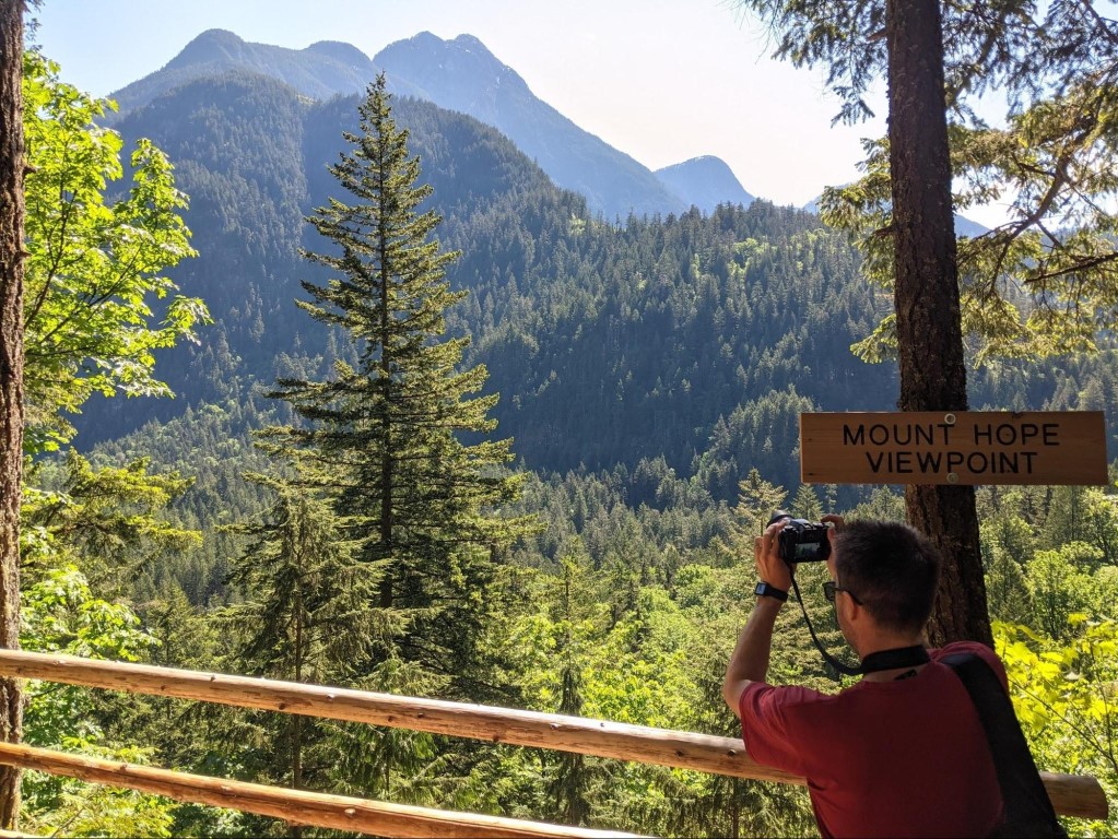 View of Mount Hope from the Mount Hope viewpoint on the Dragon's Back Trail in Hope, BC