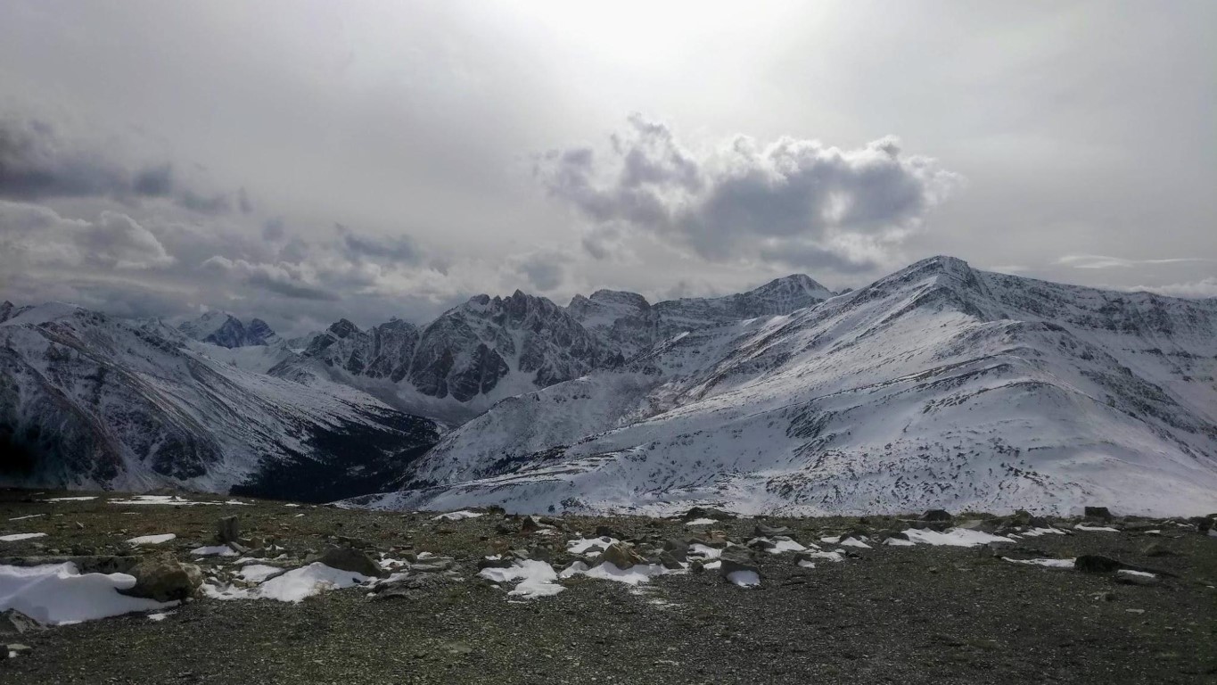 The view from the top of Whistler's Peak in Jasper National Park. 