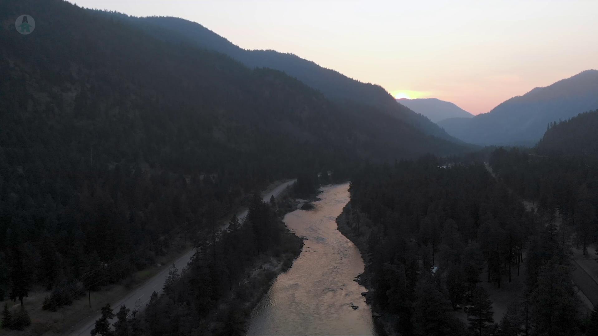 View of the Similkameen River running through the valley of the same name. This valley is found in the Okanagan region of British Columbia, Canada.