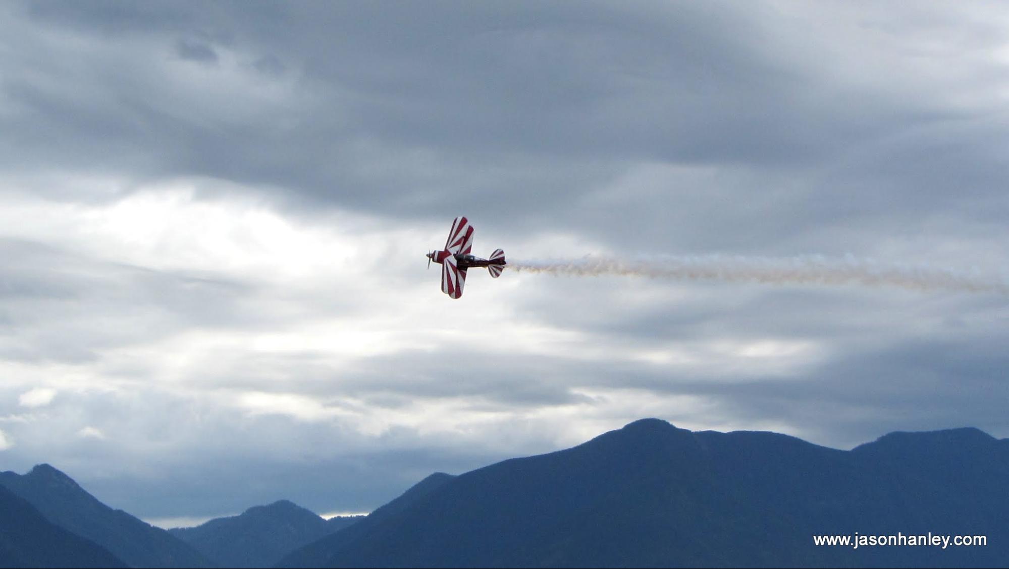 A plane performs tricks at the Chilliwack Airshow 2016