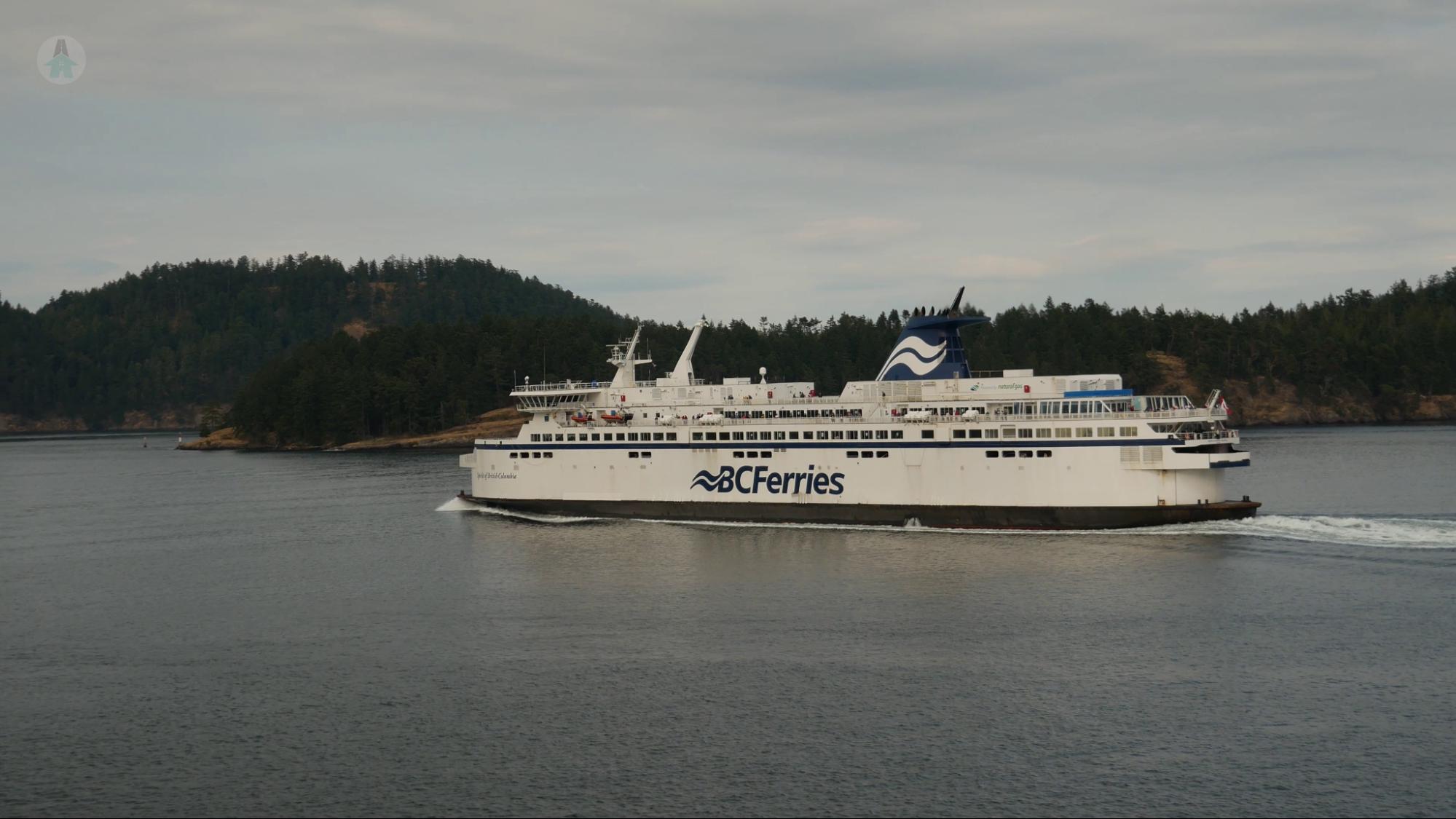 A BC ferry sailing between Vancouver and Vancouver Island. 